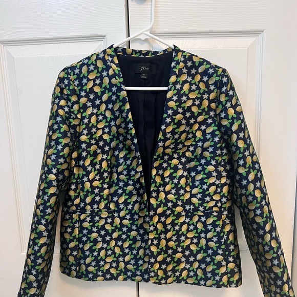 JCrew Blue Lemon Print Jacket size 10 - Picture 2 of 6